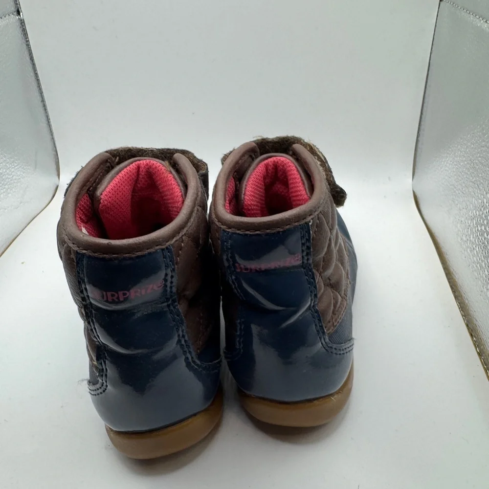 Surprize Toddler Girl Size 9 Brown & Blue Rain & Snow Boots